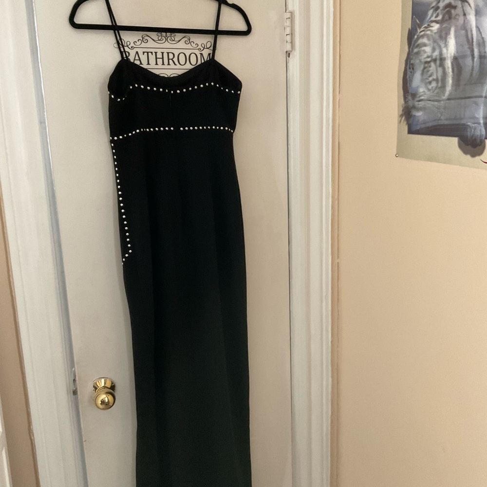 Classic Black Evening Dress with Stud Detail - Picture 2 of 6